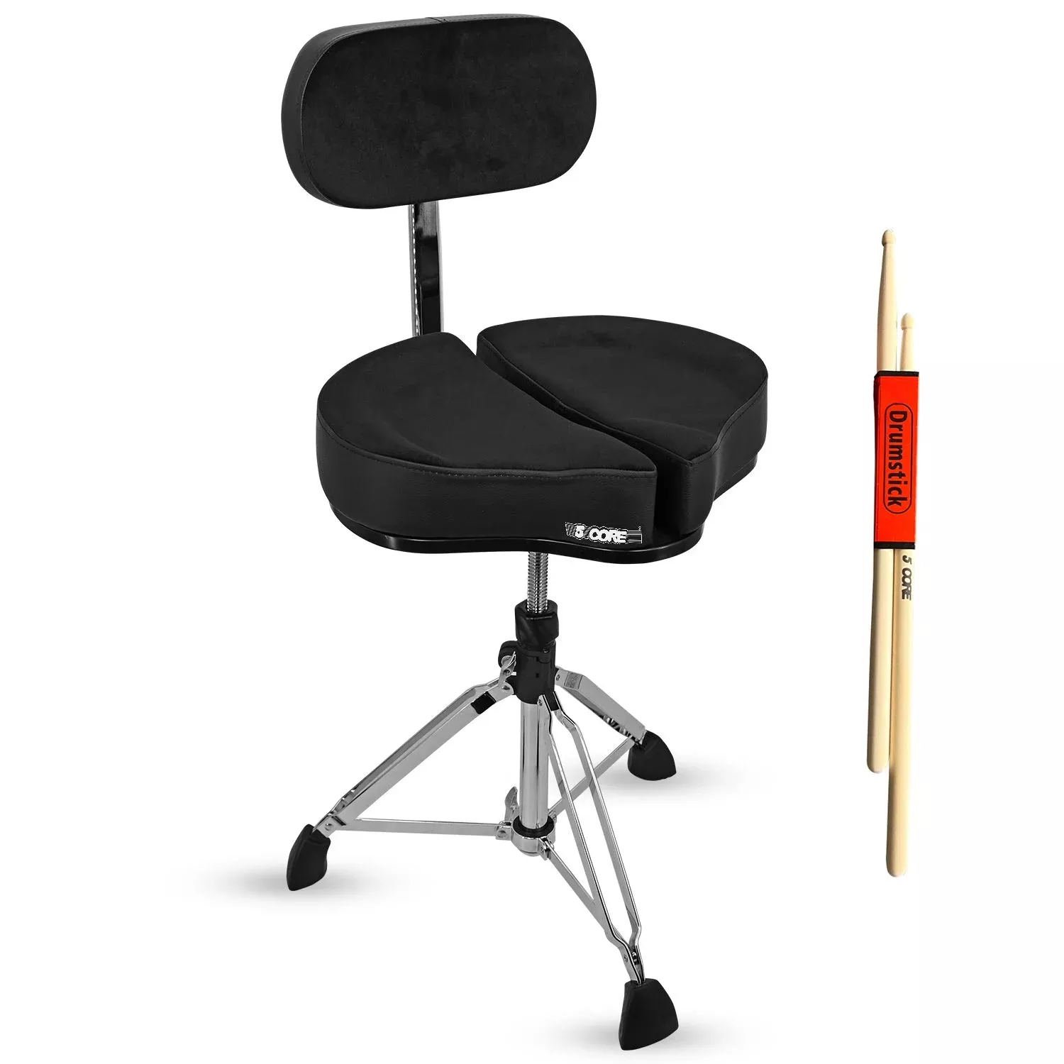5 Core Drum Throne 5 Padded Split Spine Support 4 Legged 441Lb Capacity Stool w Backrest