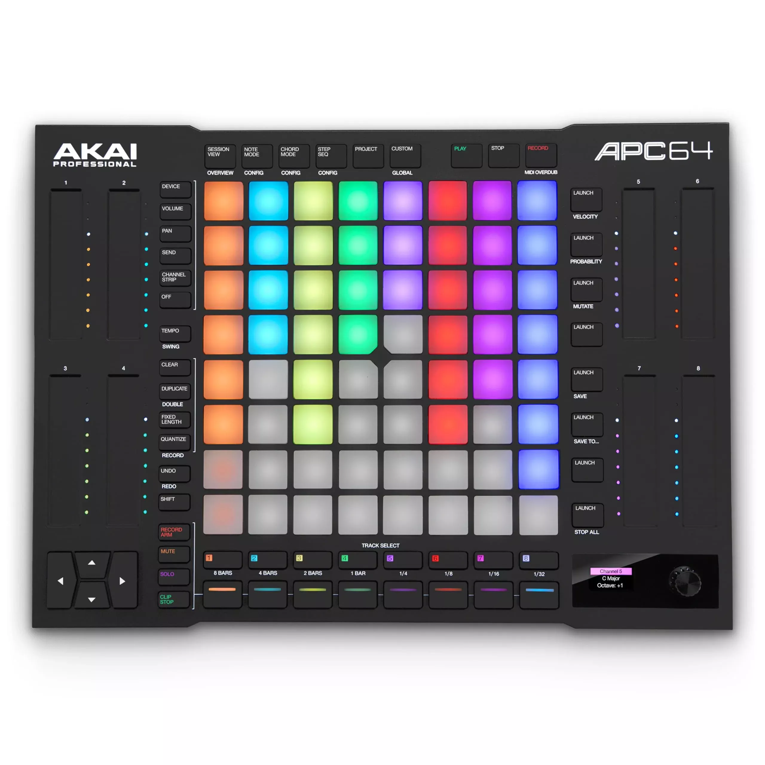 Akai Professional APC64 Ableton MIDI Controller 64 RGB Pads 8 Touch Strips Step Sequencer Metal Black
