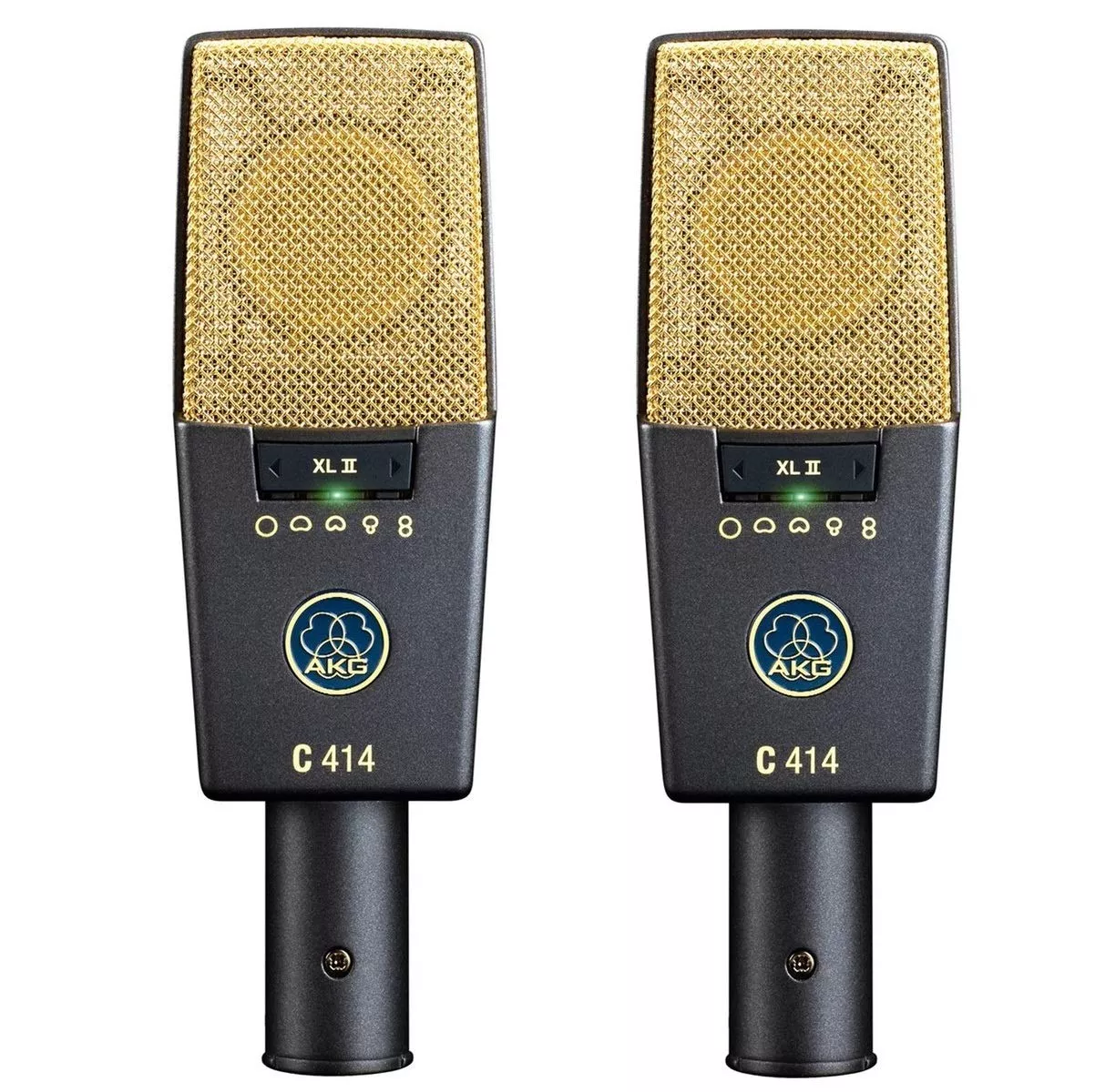 AKG C414 XLII ST Multi-Pattern Condenser Microphone Matched Pair Dark Grey/Gold