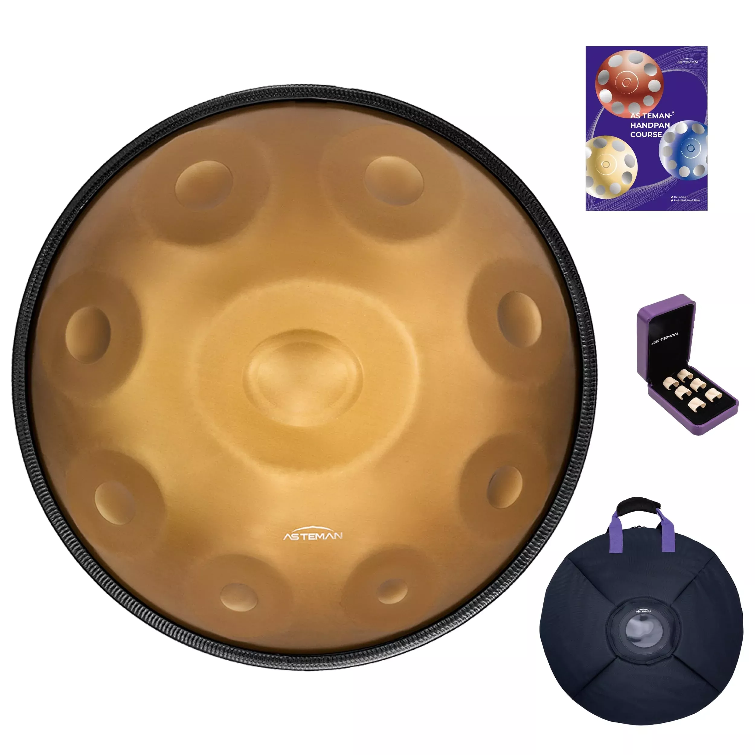 AS TEMAN HANDPAN Handpan Drum Instrument D Minor 9 Notes Stainless Steel Gold 22 Inch