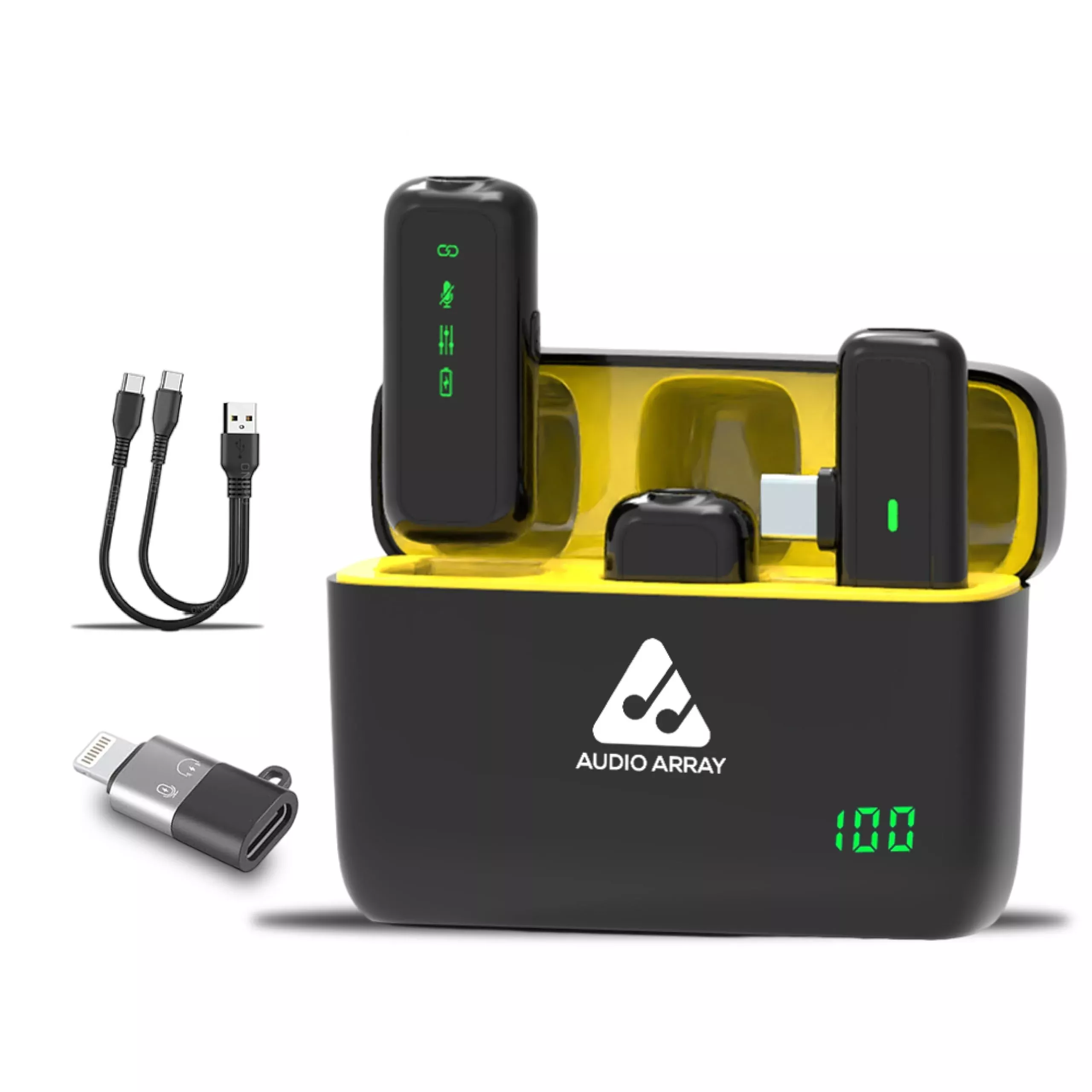 Audio Array Am-W17 Dual Wireless Lapel Mic|In-Built Anc, Plug N Play,Long Battery Life, Ultra-Low Latency,Upto 30M Range|Compati