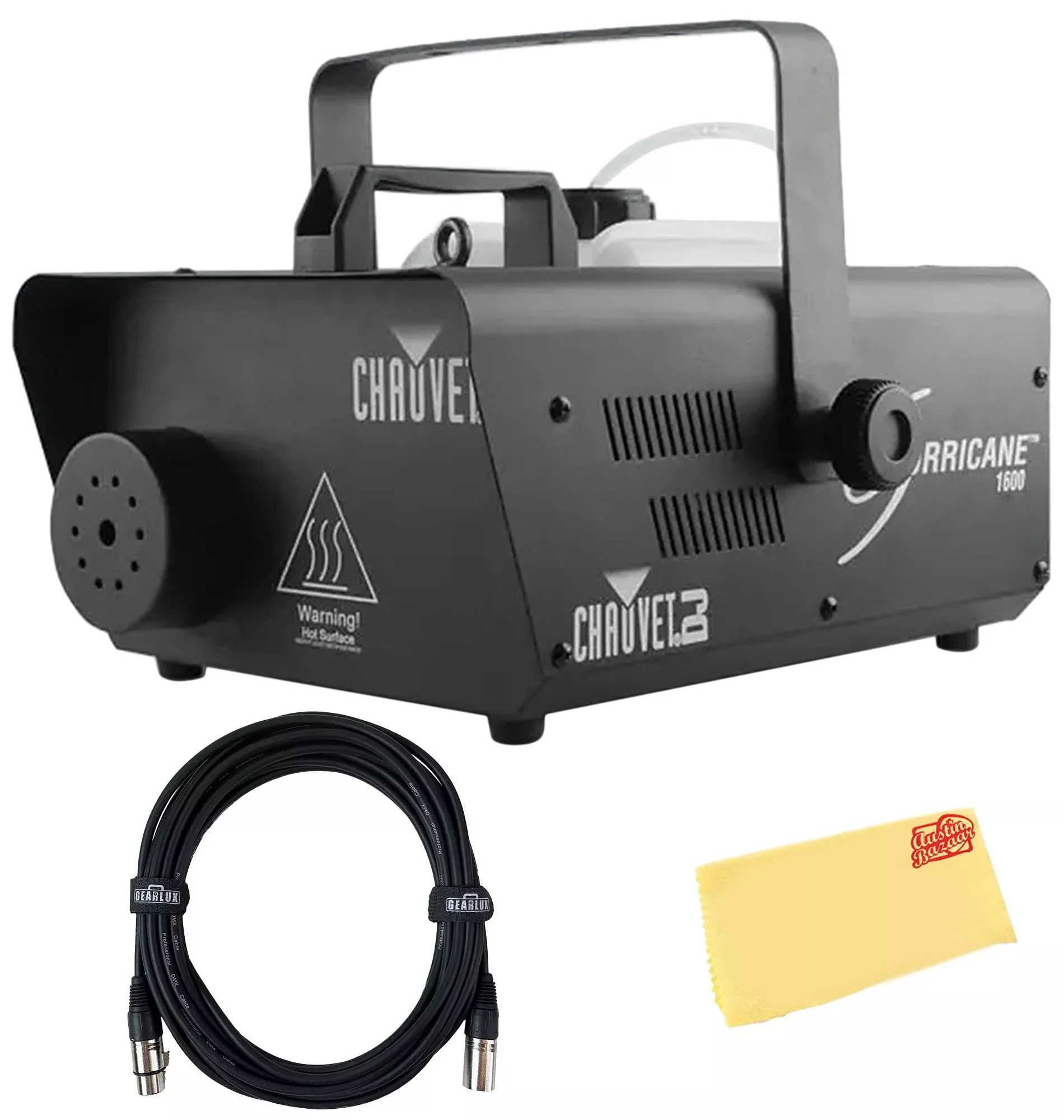 Chauvet Dj Hurricane 1600 25,000-Cfm Fog Machine Bundle With Dmx Cable And Austin Bazaar Polishing Cloth