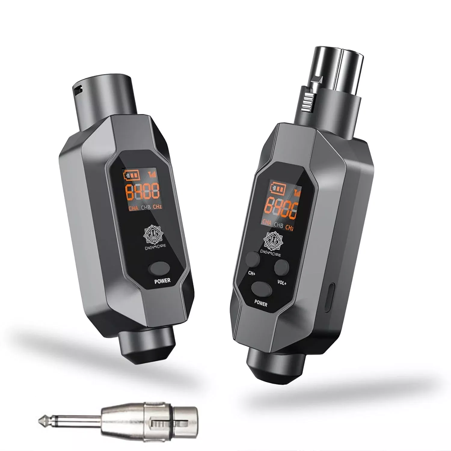 Digimore Wireless Xlr Mic Transmitter & Receiver | 30 Channels | 150Ft Range | 5Hrs Battery | 5L Volume Control | 48V Phantom Po
