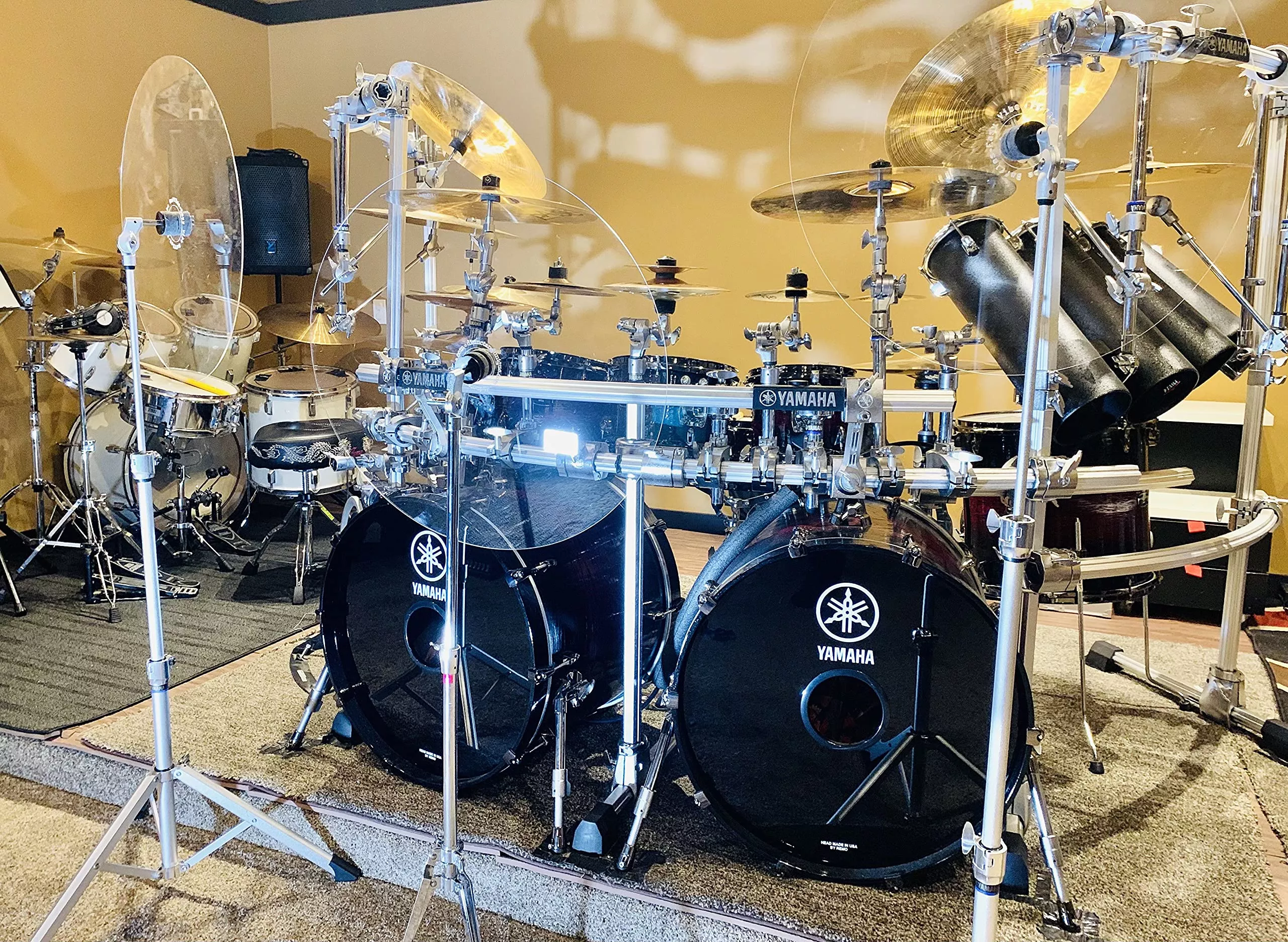 DistinctAndUnique 22 inch - 3 Pack Crystal Clear Acrylic Drum KIT Baffle - Muffles Live Recording Standard Mounting On All Cymba