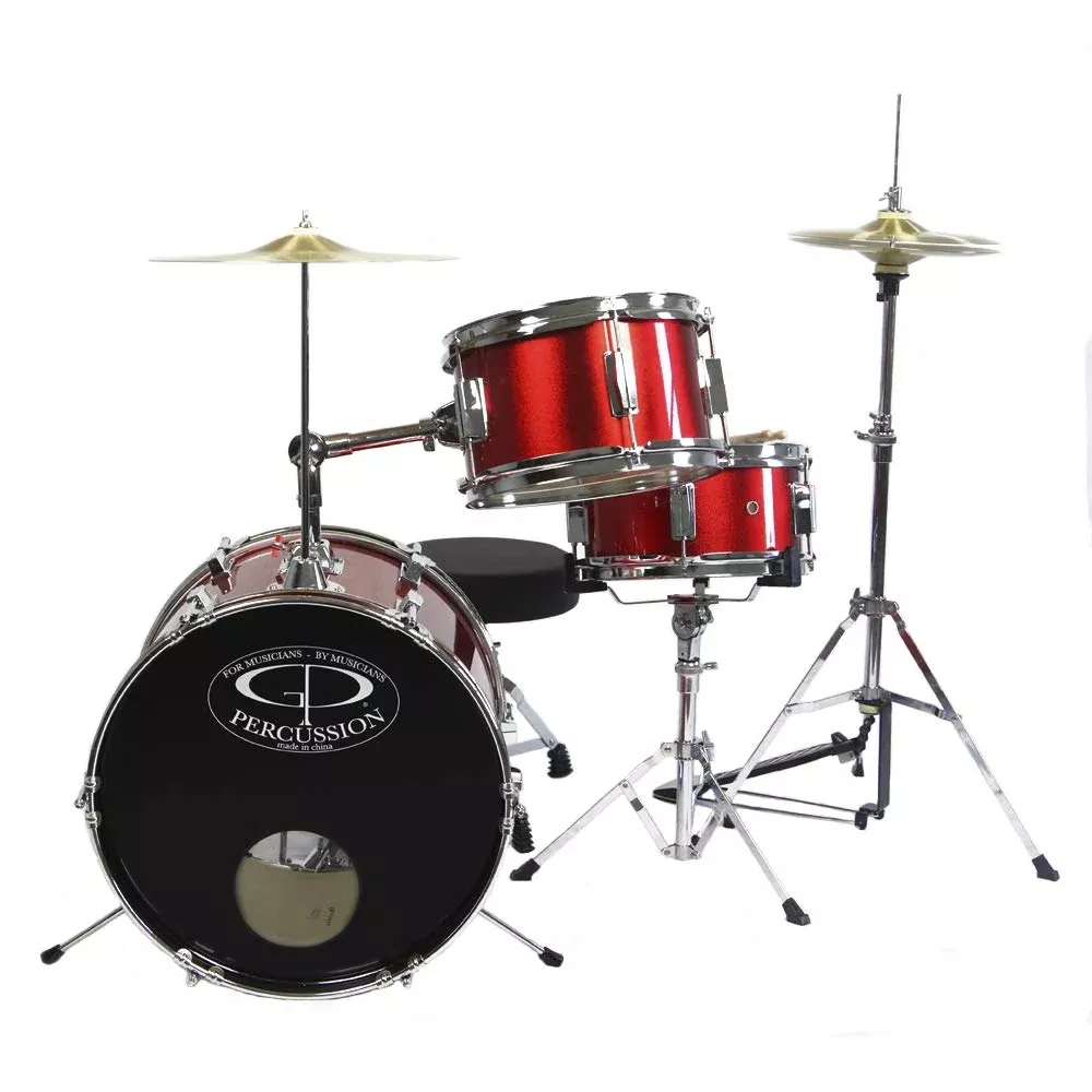 GP Percussion Junior Drum Set GP50RD 3-Piece Metallic Red