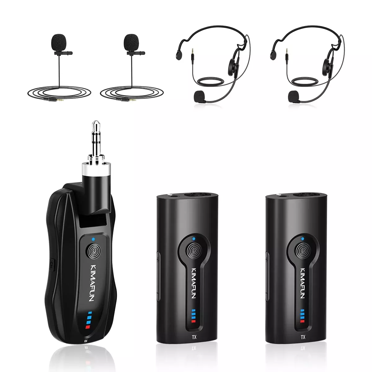 KIMAFUN Wireless Lavalier Microphone System, Wireless 2.4GHz Lapel Mics Handheld Mic 2 in 1 for Teaching, Teachers, Speech, Tour