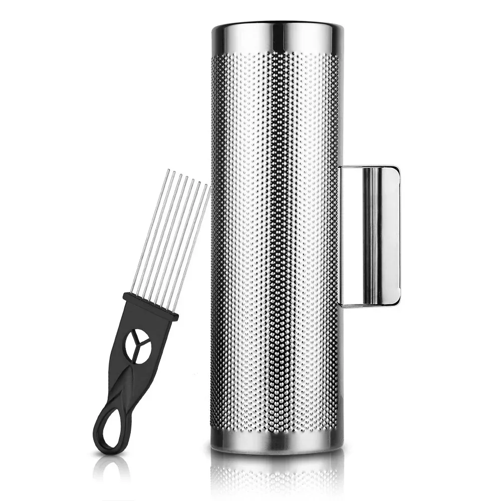 Vangoa Guiro Latin Percussion Instrument Stainless Steel Silver 12" x 4" with Scraper