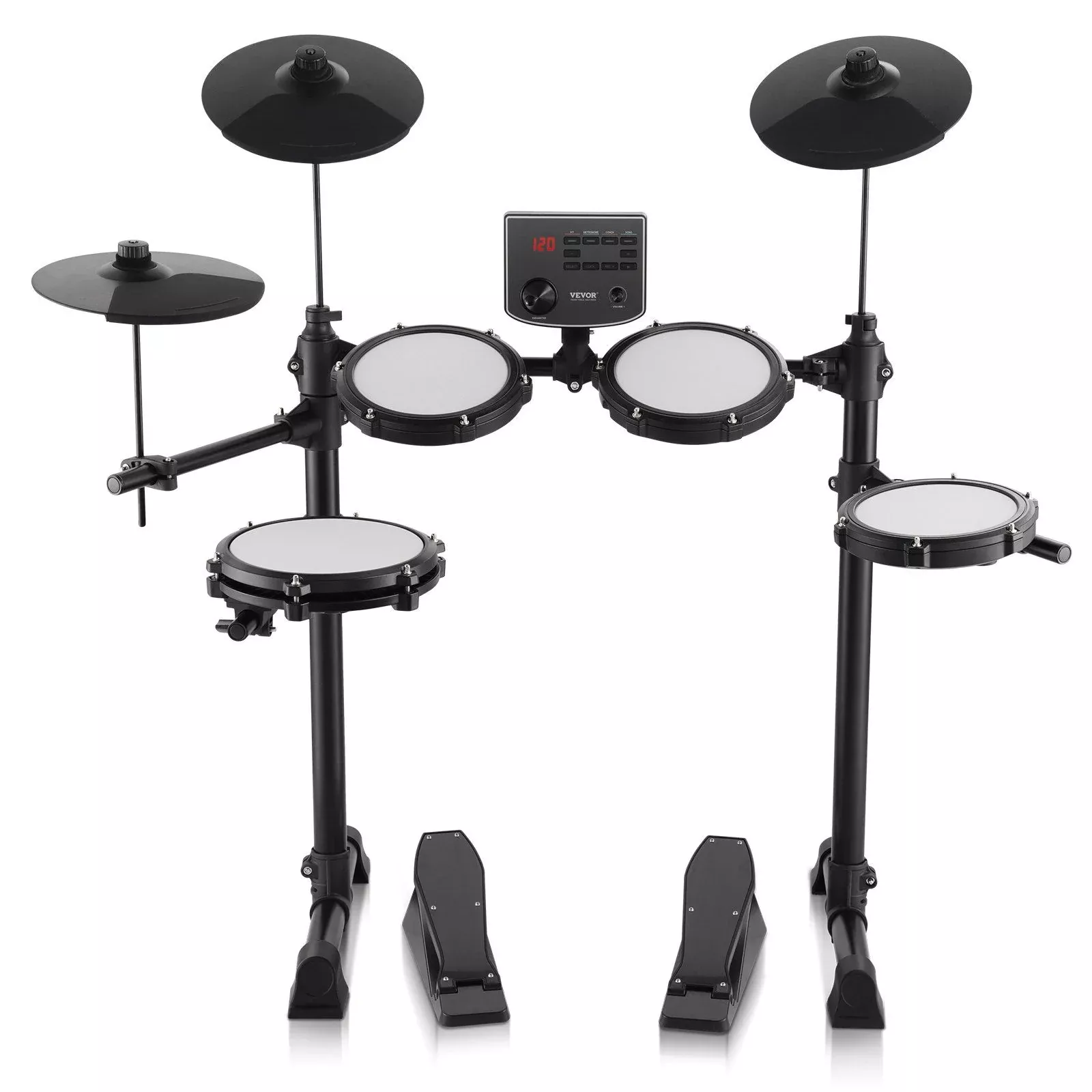 VEVOR Electric Drum Set MD200C 15 Kits 150 Sounds USB MIDI Quiet Mesh Snare Metal Black 8in Snare 10in Cymbals