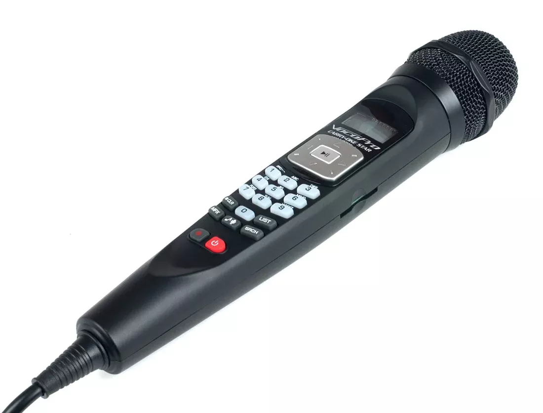 VocoPro Plug-in Compact Karaoke Microphone CARRYOKESTAR Black with SD Card Recording