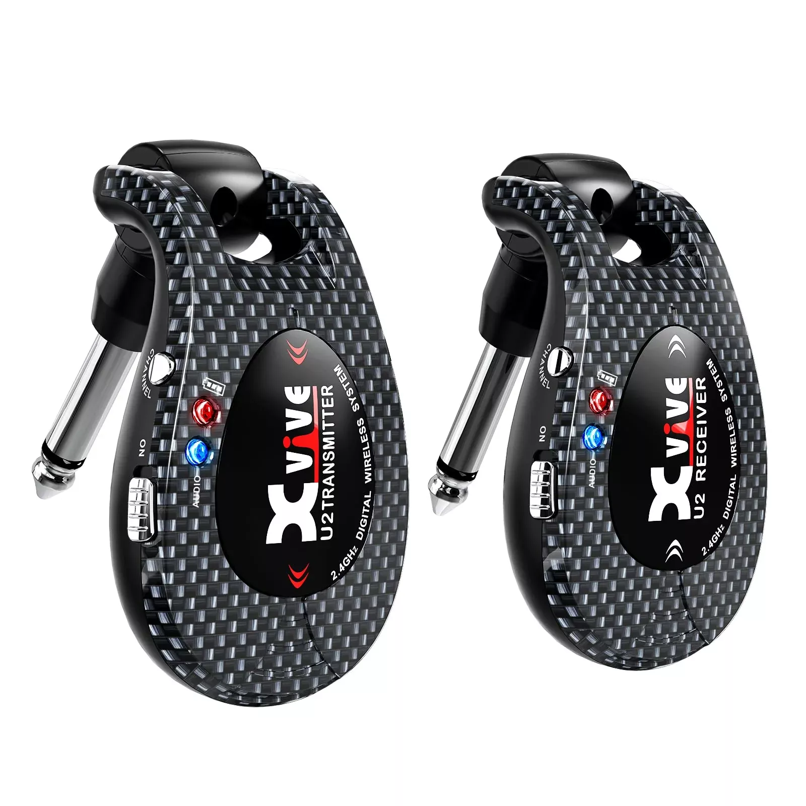 Xvive U2 Guitar Wireless System 2.4GHz 4-Channel Carbon Transmitter Receiver