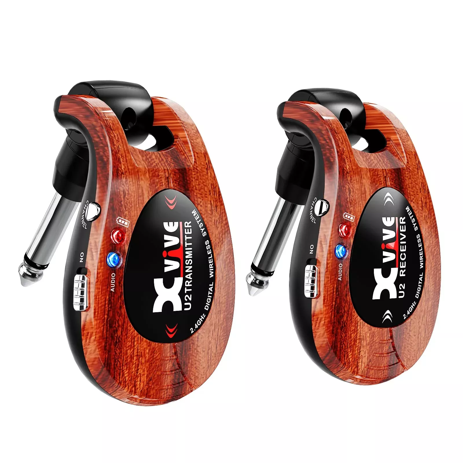 Xvive U2 Guitar Wireless System 2.4GHz 4-Channel Redwooden