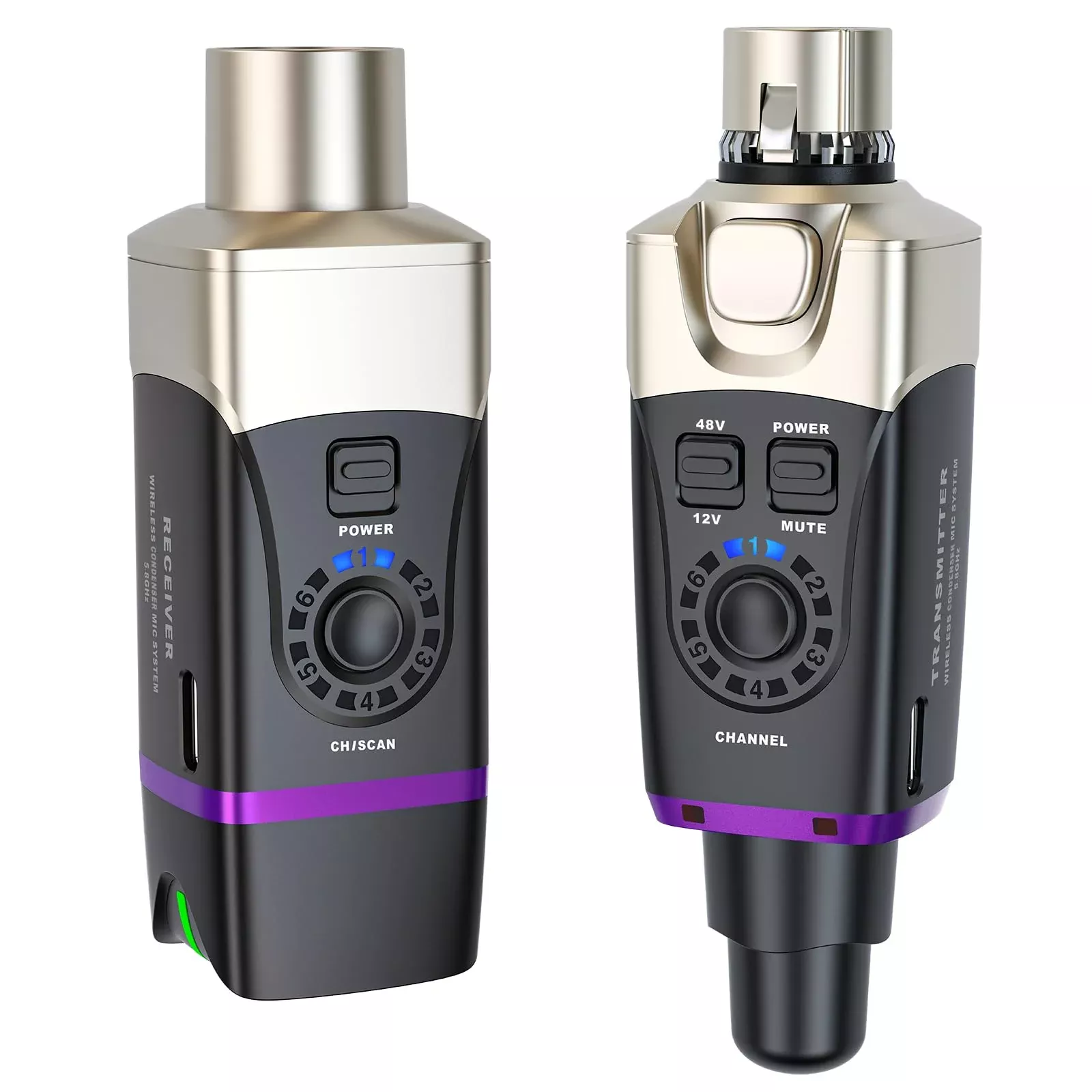 Xvive U35C 5.8GHz Wireless XLR Microphone System for Condenser Mics, Phantom Power, Metal