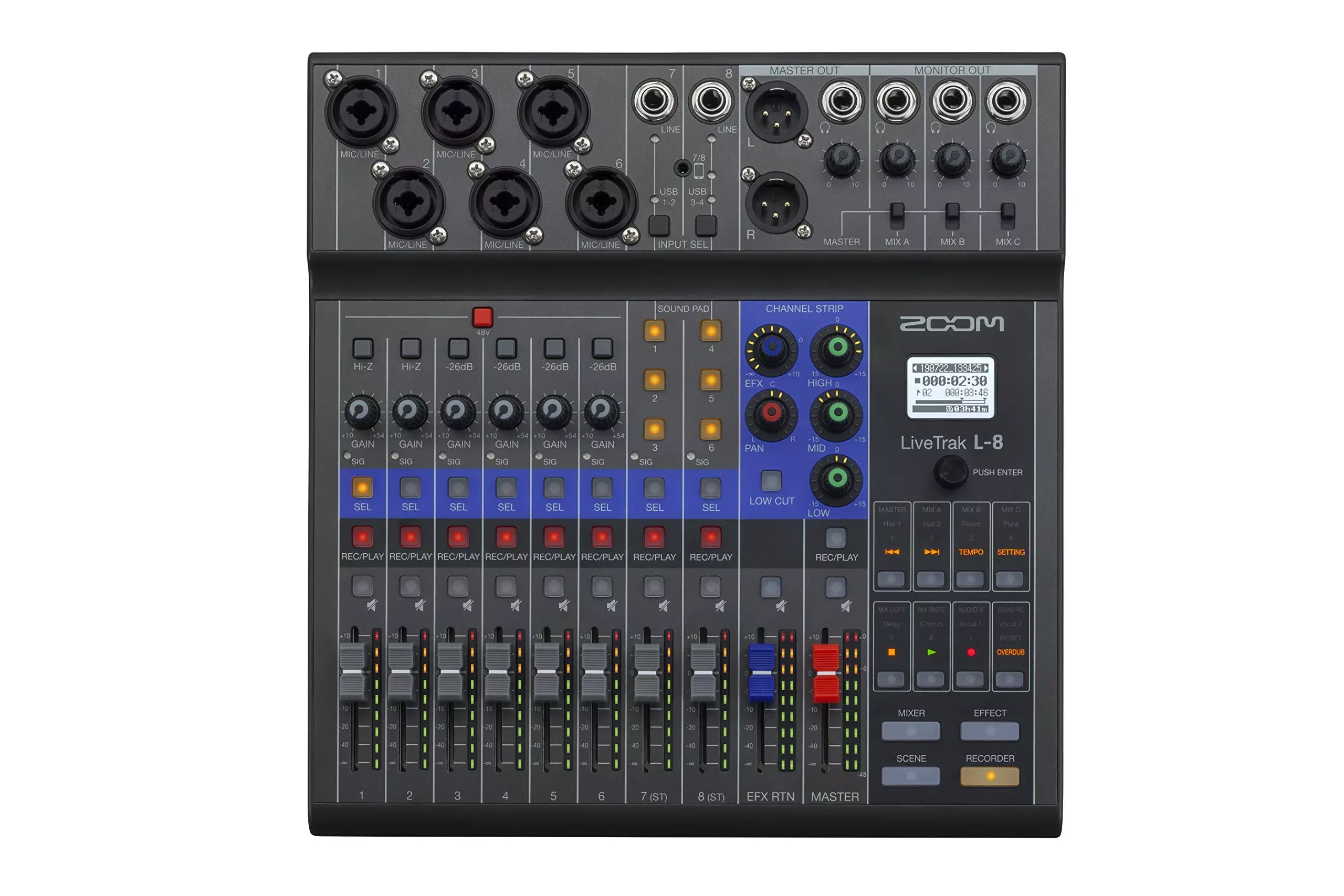 Zoom LiveTrak L-8 Podcast Digital Mixer Recorder